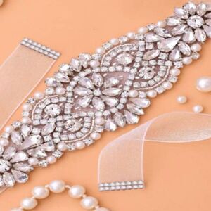♡♡♡ Elegant Crystal Rhinestone Bridal Sash White